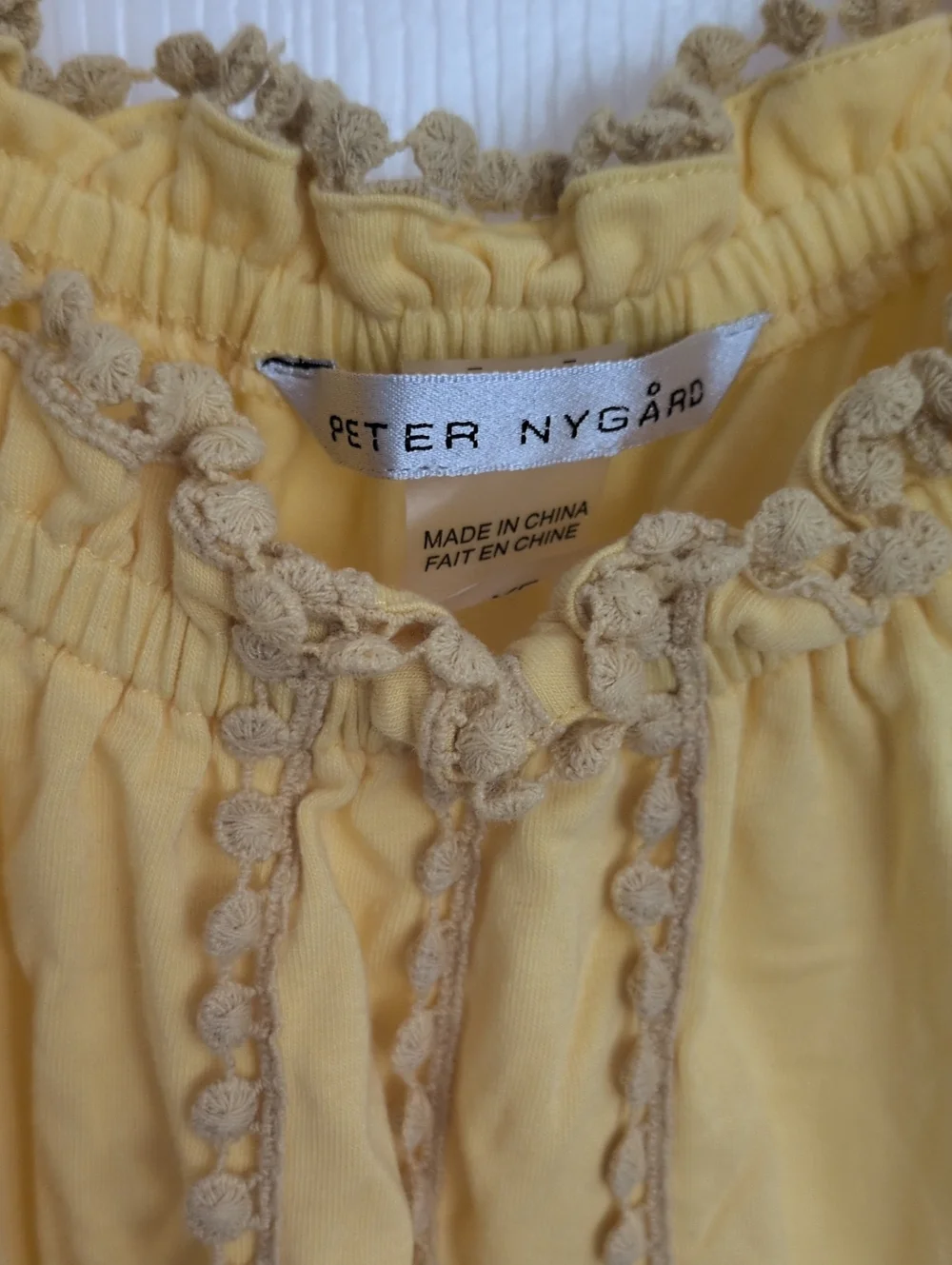 Peter Nygard Yellow Pom Pom Lace Trim Top - XL